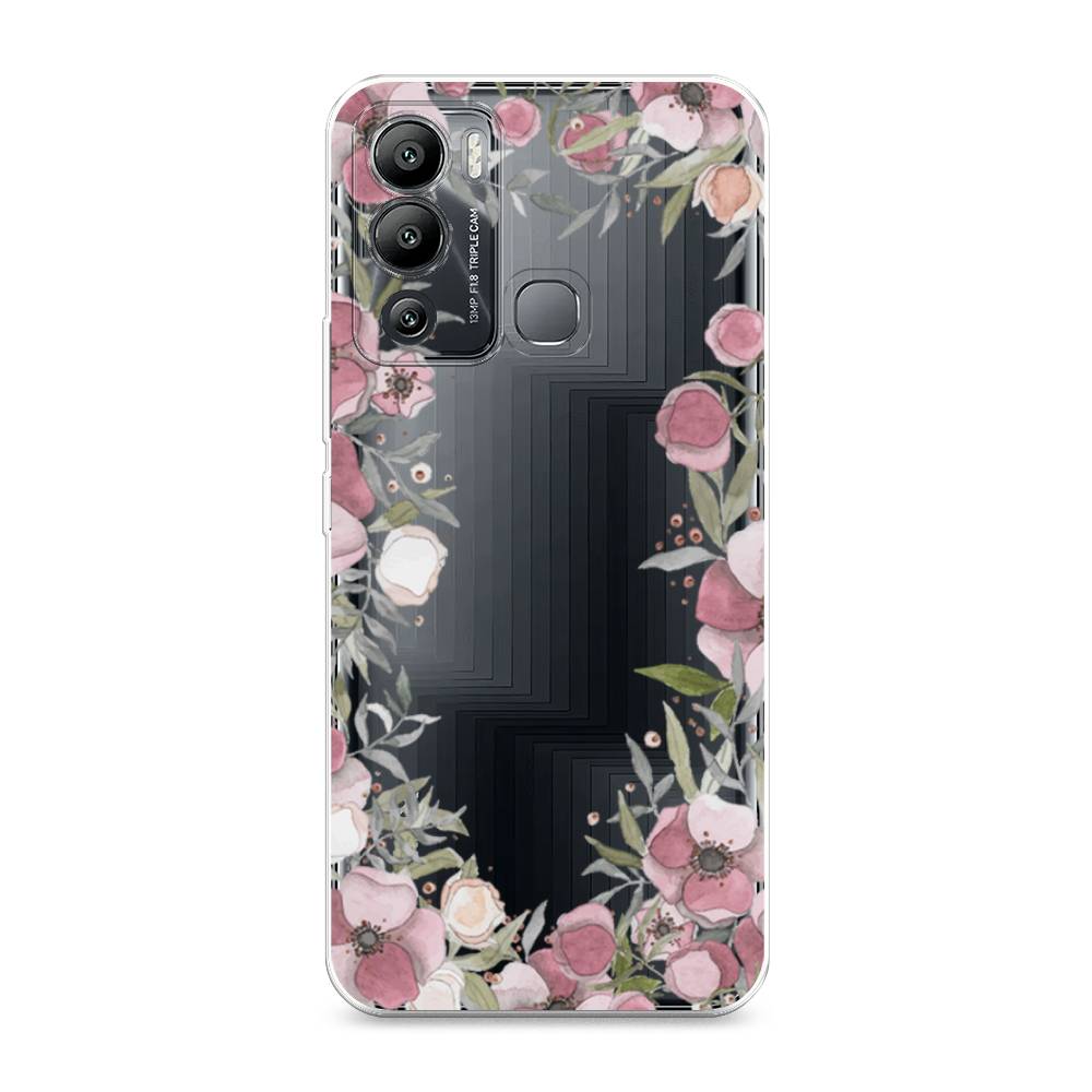 фото Силиконовый чехол "розовая цветочная рамка" на infinix hot 12i awog