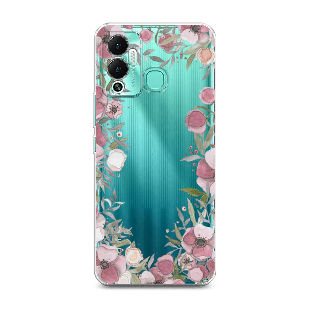 фото Силиконовый чехол "розовая цветочная рамка" на infinix hot 12 play awog