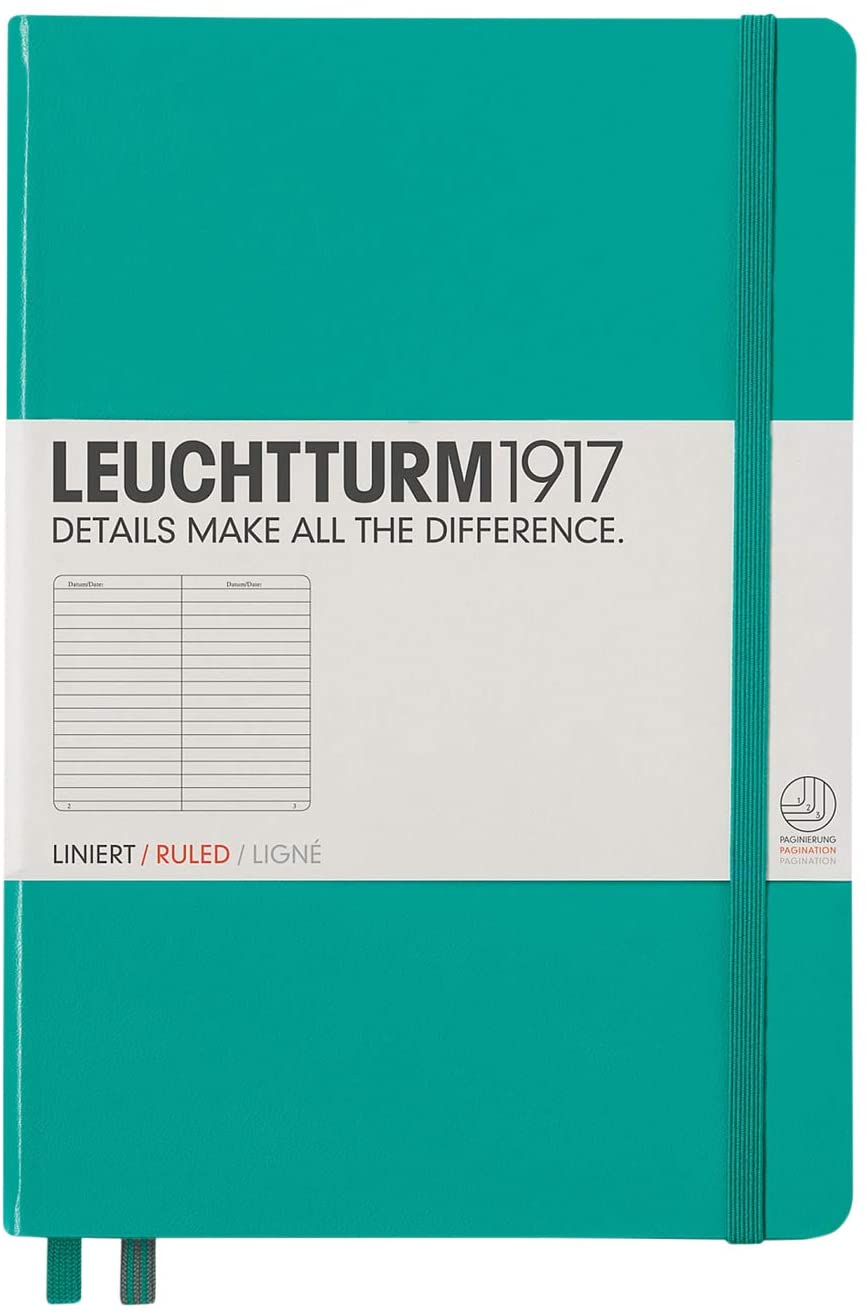 

Блокнот Leuchtturm A5 (в линейку) 125 листов изумрудный твердая обложка, Hardcover Medium