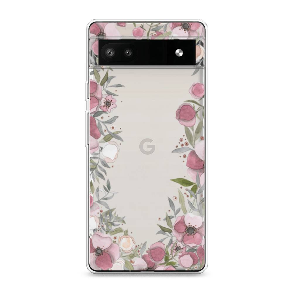 фото Силиконовый чехол "розовая цветочная рамка" на google pixel 6a awog