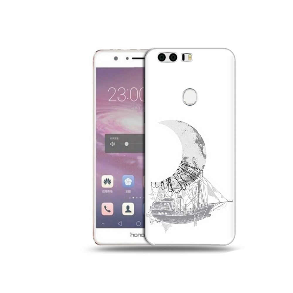 

Чехол MyPads Tocco для Honor 8 черно белый корабль полумесяц (PT46676.38.684), Прозрачный, Tocco