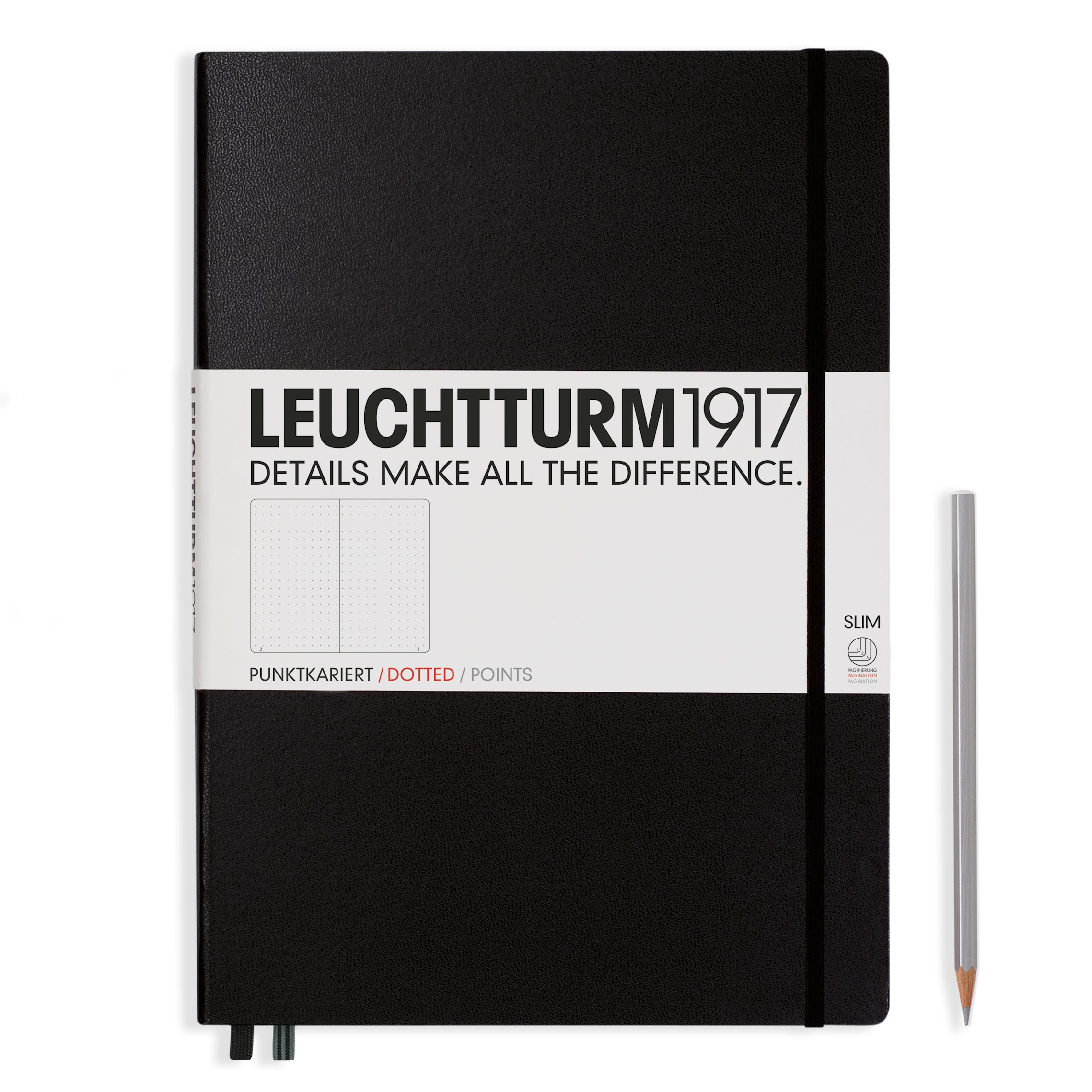 Блокнот Leuchtturm Master Slim A4+ в точку 61 лист черный твердая обложка