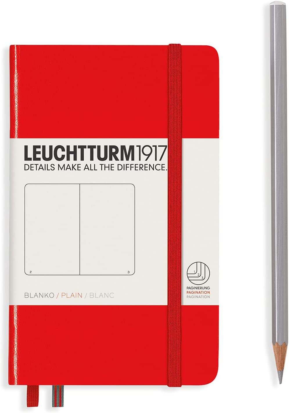 

Блокнот Leuchtturm A6 (нелинованный) 93 листа красный твердая обложка, Hardcover Pocket