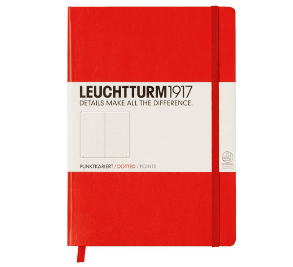 

Блокнот Leuchtturm A5 (в точку) 125 листов красный твердая обложка, Hardcover Medium