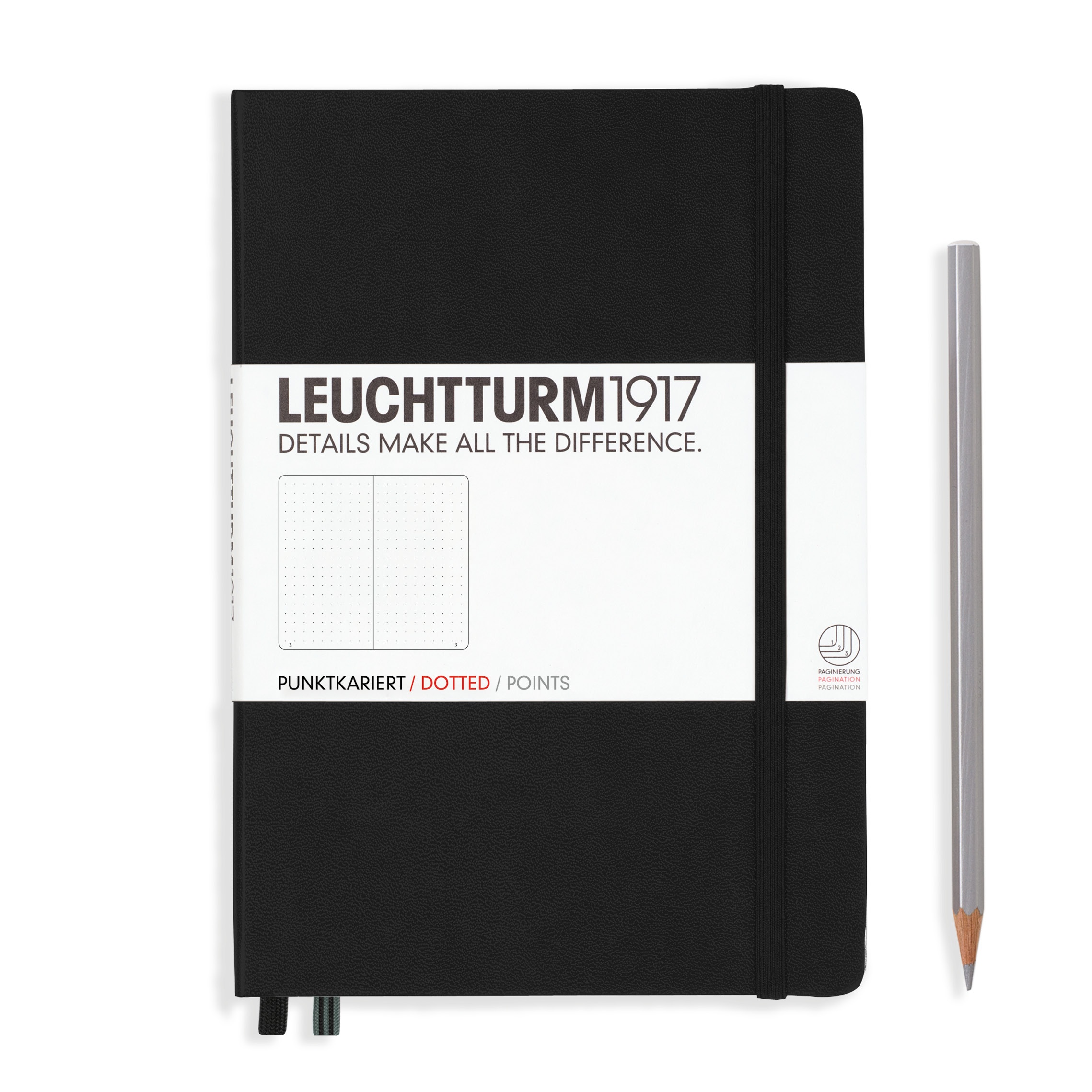 Блокнот Leuchtturm A5 нелинованный 125 листов черный твердая обложка