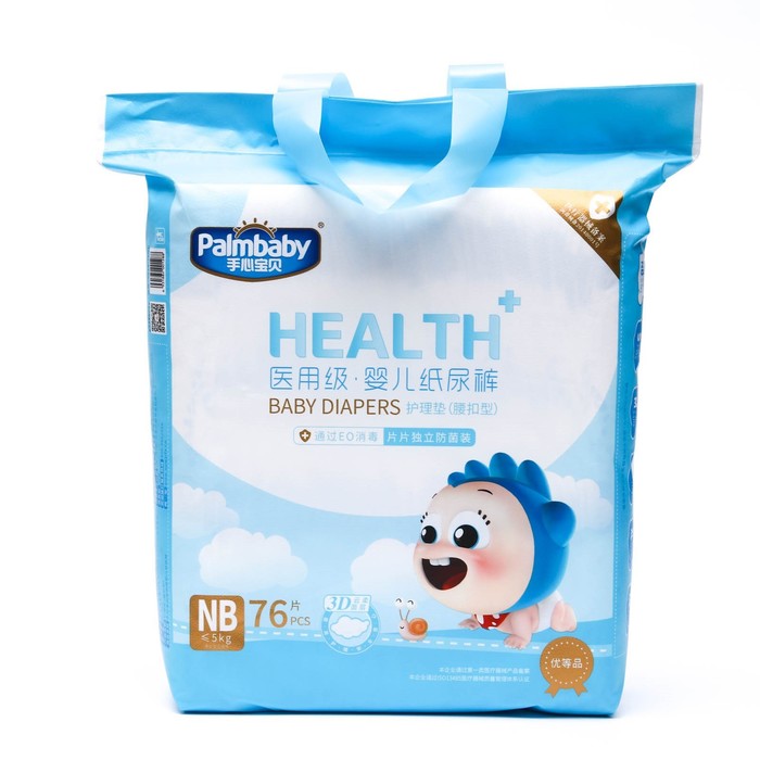 Подгузники детские Palmbaby HEALTH+ NB до 5 кг, 76 шт
