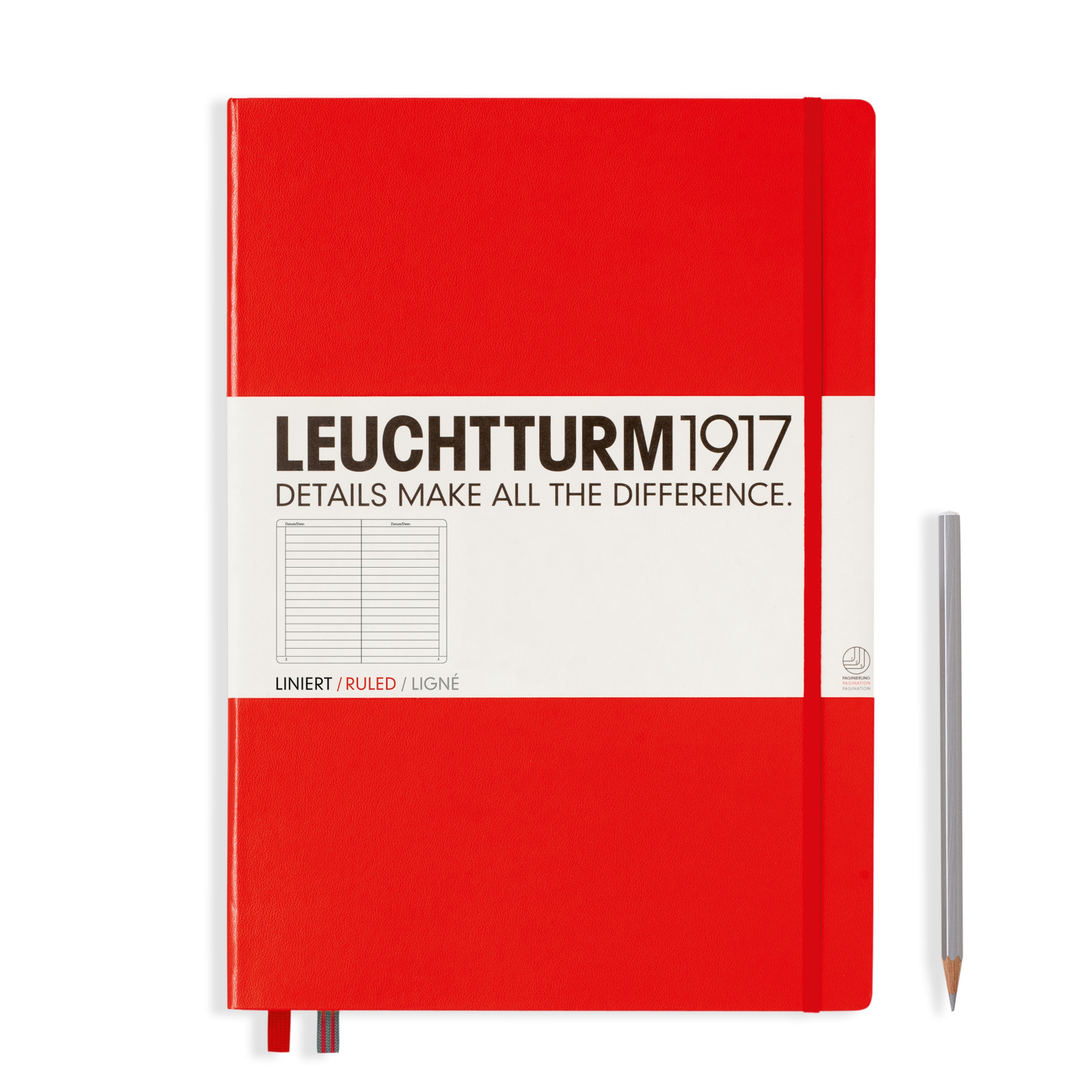 

Блокнот Leuchtturm Master A4+ (в линейку) 117 листов красный твердая обложка, Hardcover Master