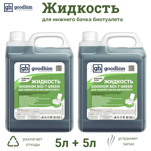 Набор Жидкость для нижнего бачка биотуалета Goodhim Green+Green 5л+5л