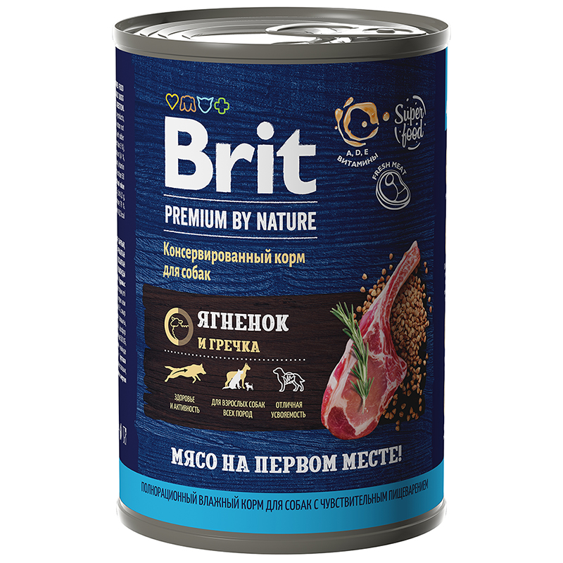 фото Влажный корм для собак brit premium, с ягненком и гречкой, 410 г