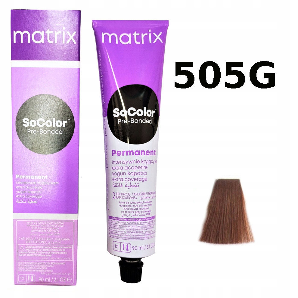 Краска для волос Matrix Socolor Beauty 505G Светлый шатен золотистый 90 мл matrix перманентный краситель socolor pre bonded для покрытия седины до 100% 505g светлый шатен золотистый 90 мл