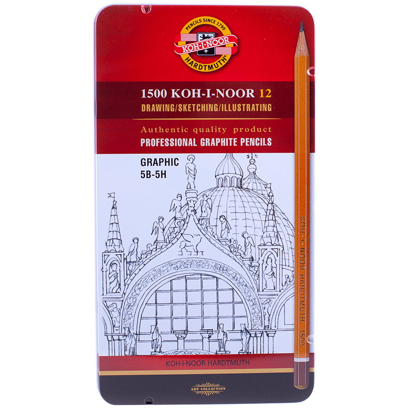 

Карандаш чернографитный Koh-I-Noor 1500 Graphic (5В-5H, без ластика, заточенный) 12шт.