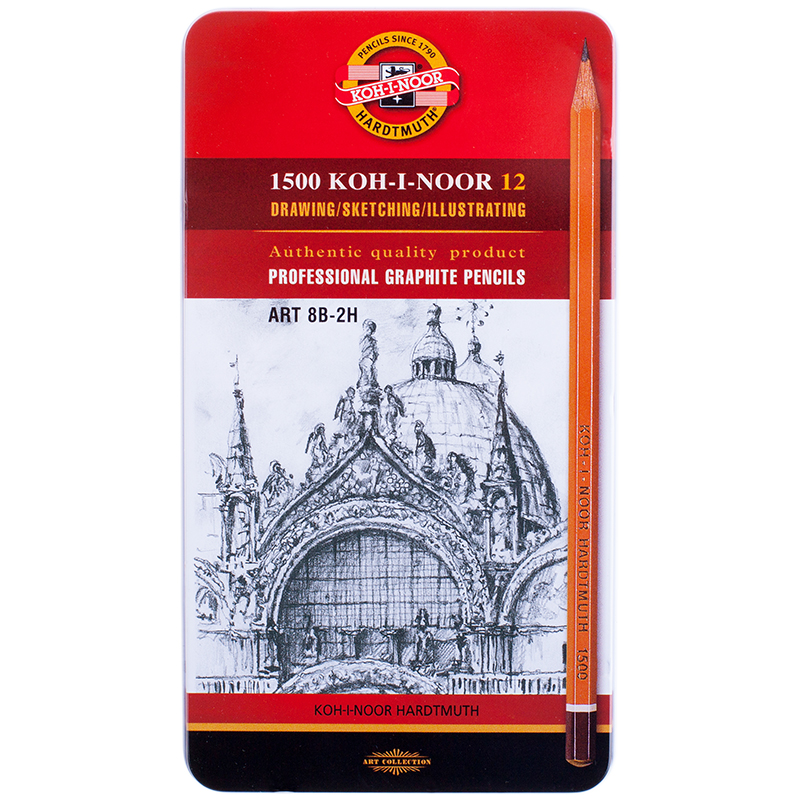 

Карандаш чернографитный Koh-I-Noor 1500 Art (8B-2H, без ластика, заточенный) 12шт.