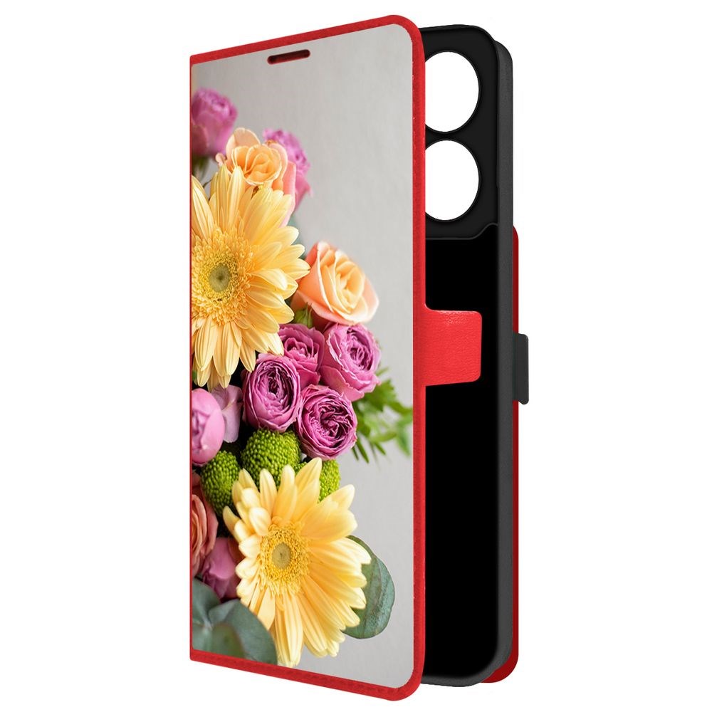 

Чехол-книжка Krutoff Eco Book для Xiaomi Redmi 13C Букет (красный)