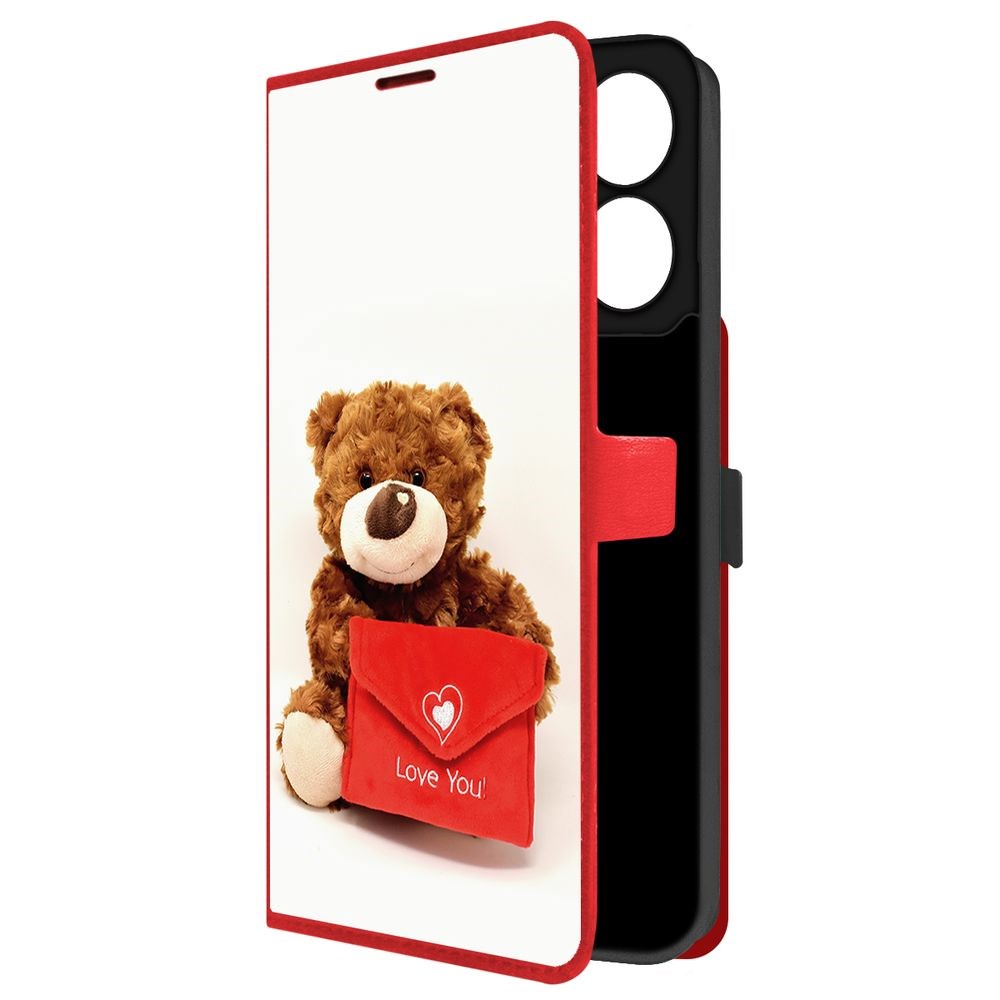 

Чехол-книжка Krutoff Eco Book для Xiaomi Redmi 13C Медвежонок тебя любит (красный)