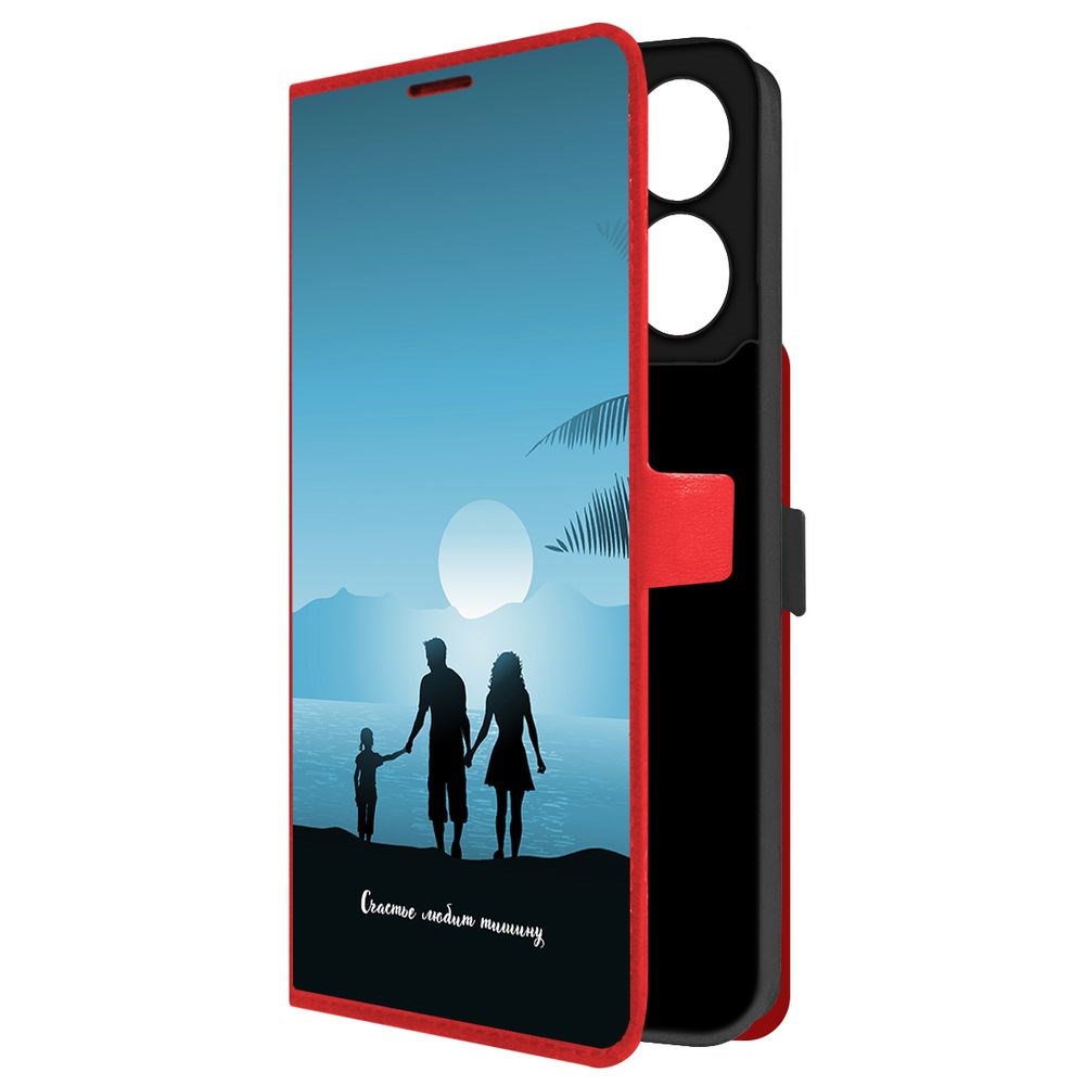 

Чехол-книжка Krutoff Eco Book для Xiaomi Redmi 13C Счастье любит тишину (красный)
