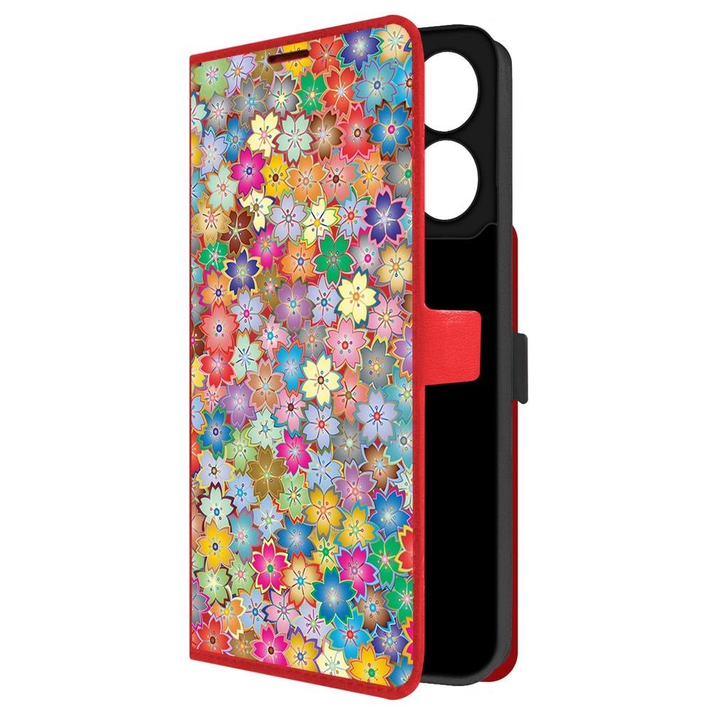 

Чехол-книжка Krutoff Eco Book для Xiaomi Redmi 13C Цветочный паттерн 4 (красный)