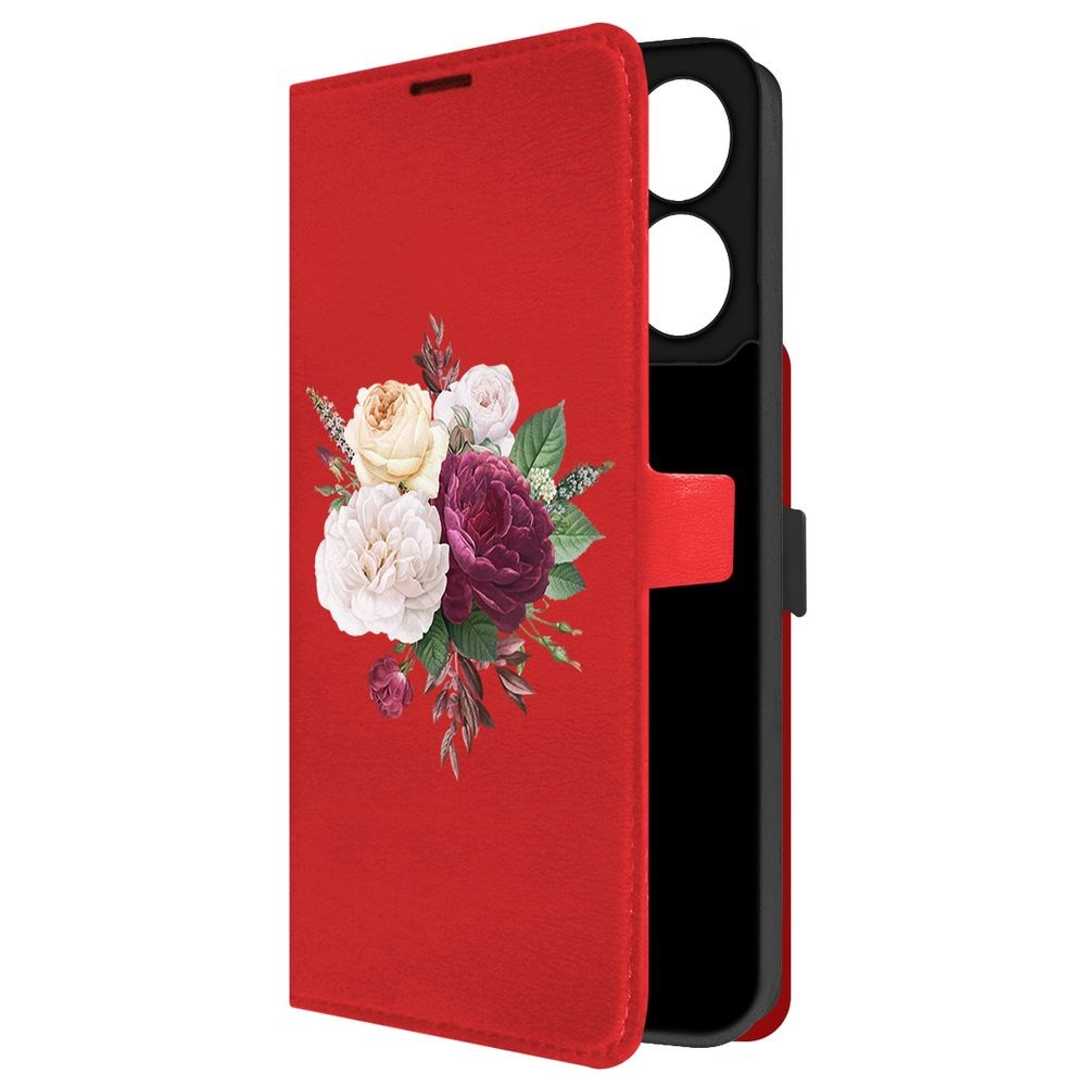 

Чехол-книжка Krutoff Eco Book для Xiaomi Redmi 13C Цветочная композиция (красный)