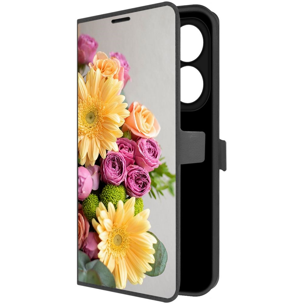 

Чехол-книжка Krutoff Eco Book для INFINIX Smart 8 Plus Букет (черный)