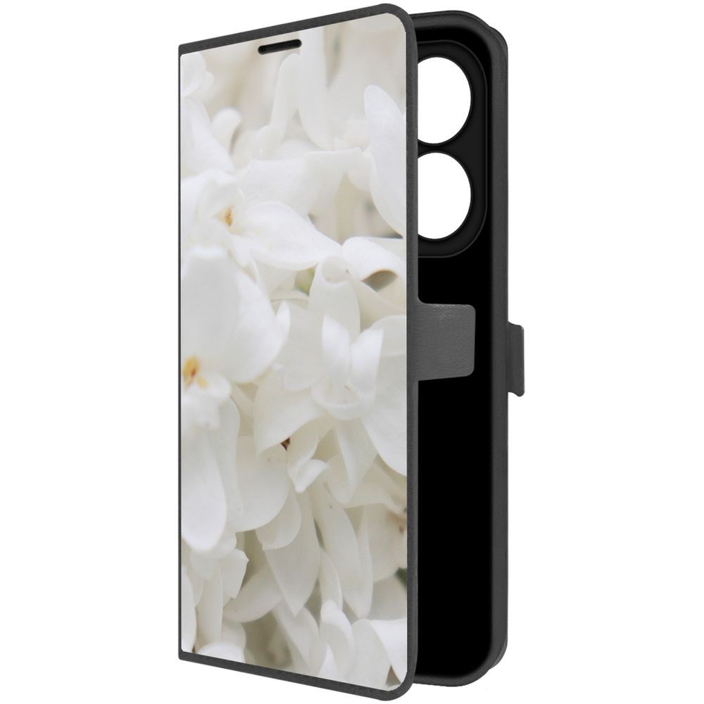 

Чехол-книжка Krutoff Eco Book для INFINIX Smart 8 Plus Белые лилии (черный)