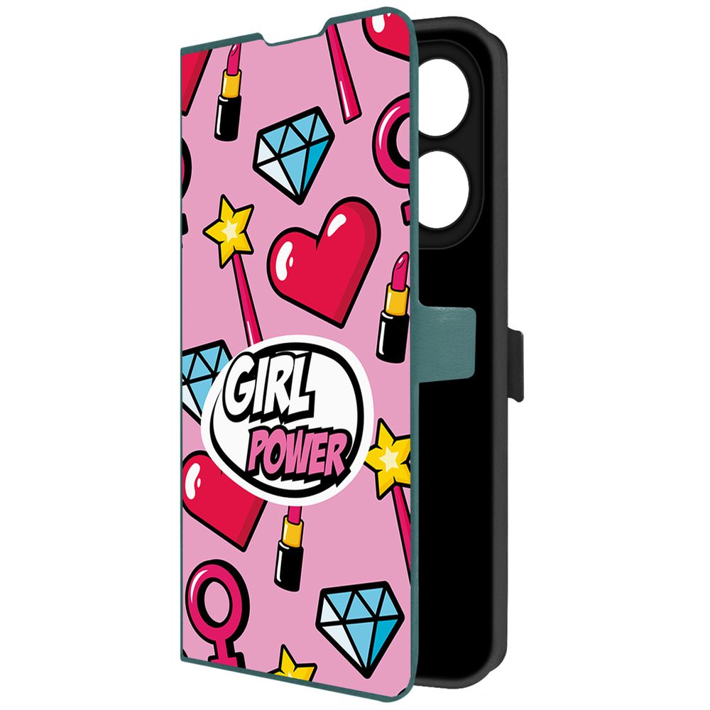 

Чехол-книжка Krutoff Eco Book для TECNO Spark 20 Pro Girl Power (зелёный опал), Зеленый