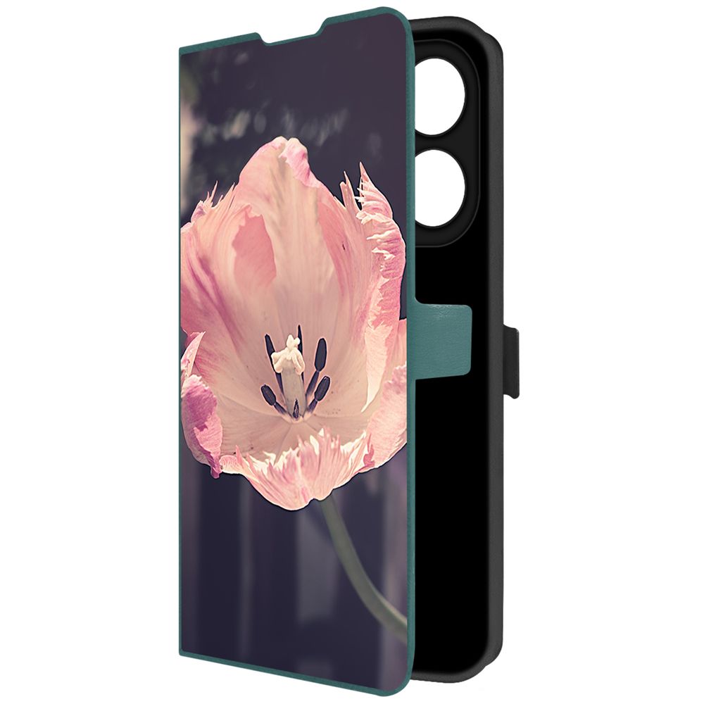 

Чехол-книжка Krutoff Eco Book для TECNO Spark 20 Pro Тюльпан (зелёный опал), Зеленый