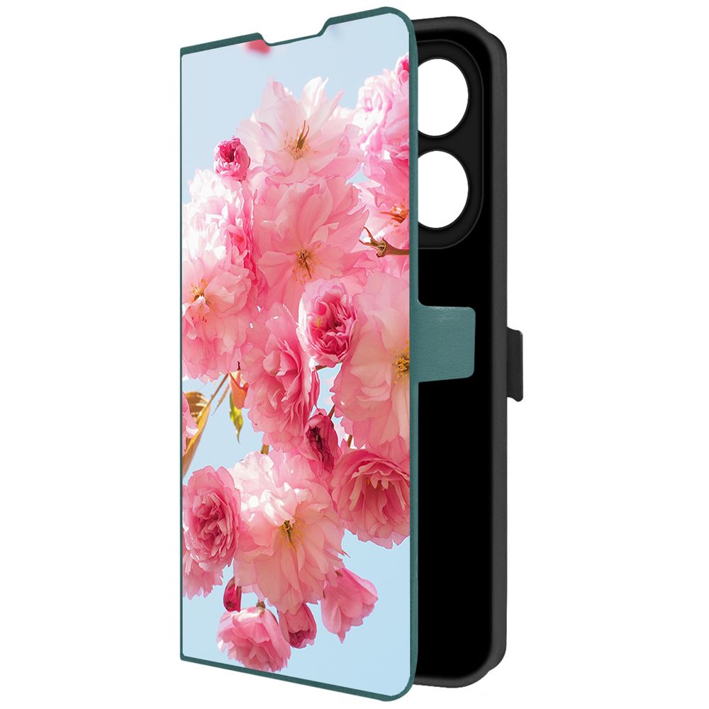

Чехол-книжка Krutoff Eco Book для TECNO Spark 20 Pro Сакура (зелёный опал), Зеленый