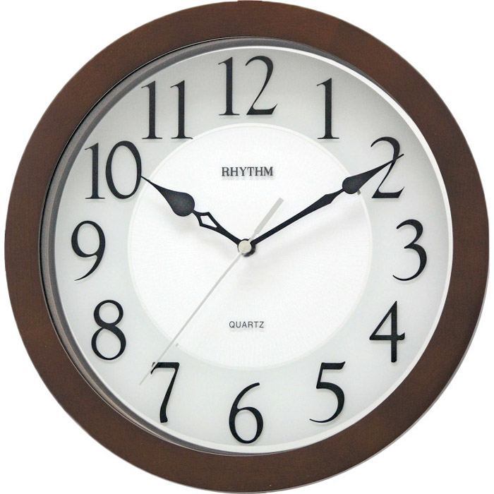 фото Бесшумные кварцевые настенные часы rhythm cmg928nr06 с деревянным корпусом