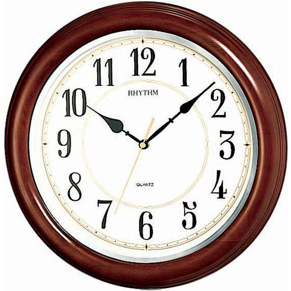 фото Бесшумные кварцевые настенные часы rhythm cmg911nr06 с деревянным корпусом