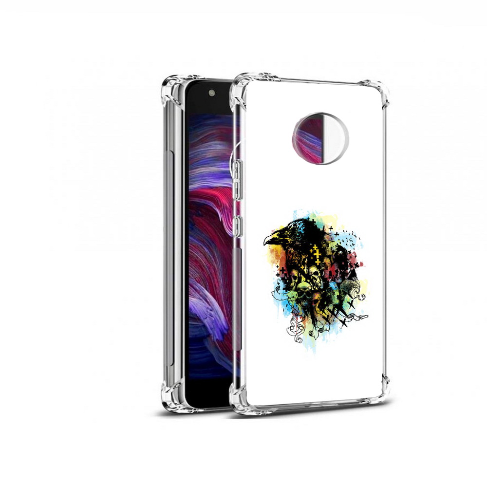 

Чехол MyPads Tocco для Motorola Moto X4 ворон и черепа (PT96319.371.273), Прозрачный, Tocco
