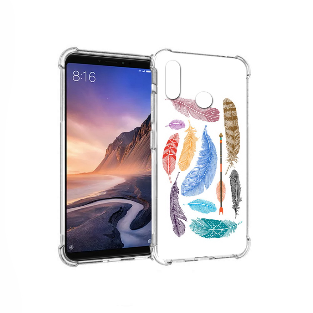 

Чехол MyPads Tocco для Xiaomi Mi Max 3 разноцветные перья (PT115366.313.572), Прозрачный, Tocco