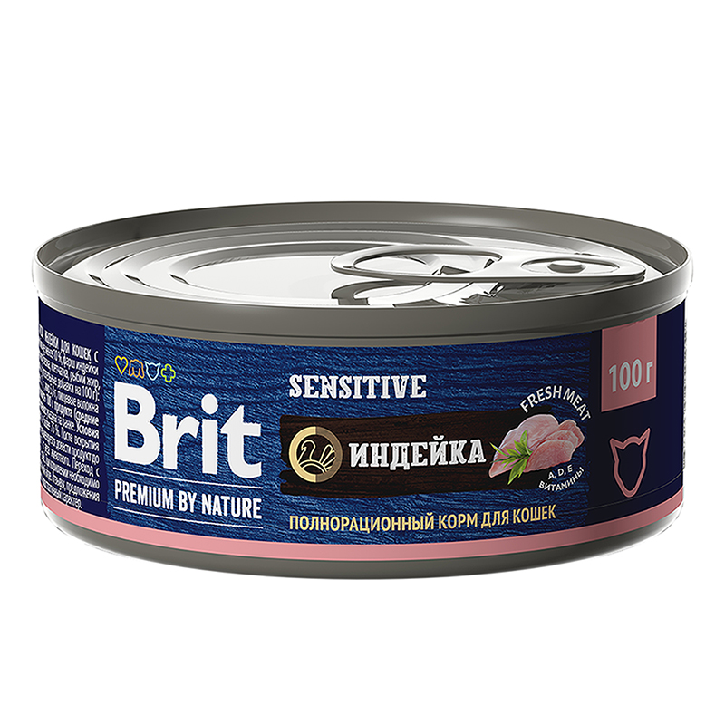 Консервы для кошек Brit Premium by Nature, с мясом индейки, 100 г