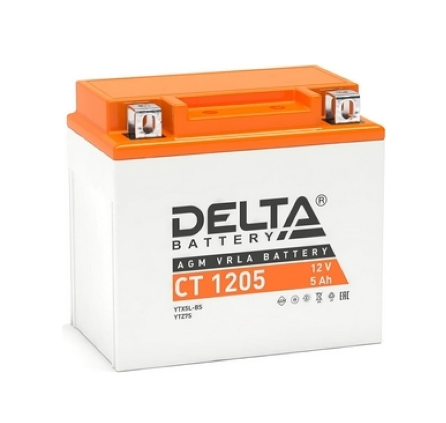 

Аккумулятор delta moto ct 1205 114х69х109 обр/п с/эл ytx5l-bs