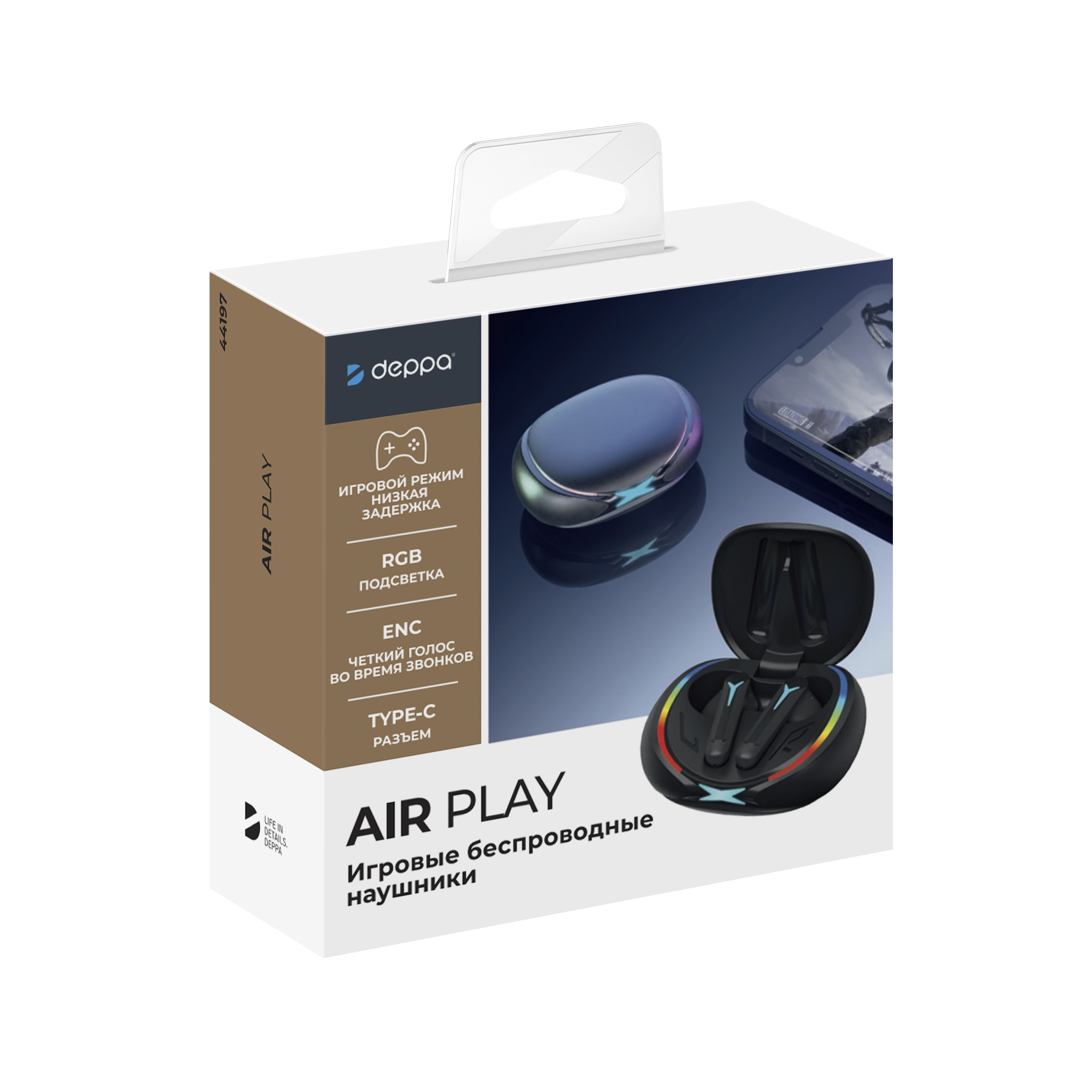 Беспроводные наушники Deppa Air Play, TWS, ENC, BT5.3 Black (44197)