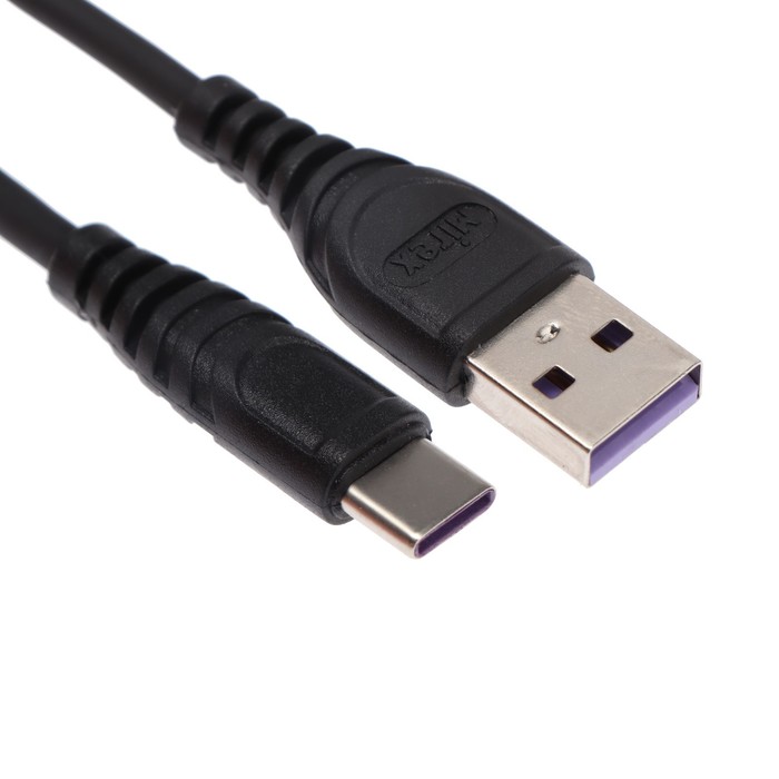 Кабель Mirex Type-C - USB, 3 А, 1.2 м, быстрая зарядка, черный (13700-007T3BK)