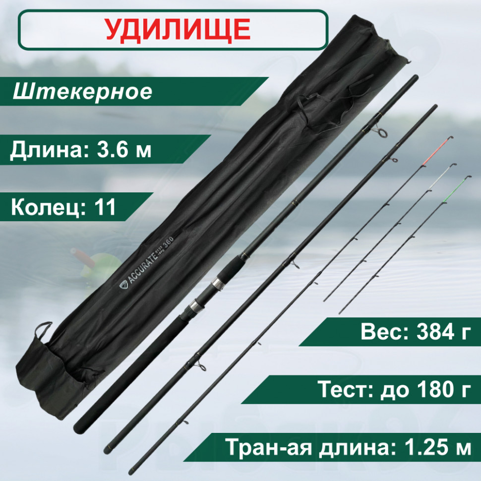 

Удилище фидер CONDOR Accurate 3.6м 180г carbon 8133-360, Accurate