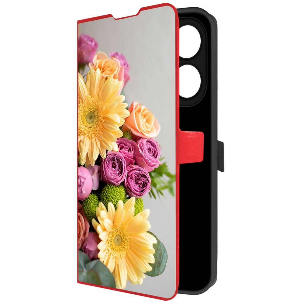 

Чехол-книжка Krutoff Eco Book для TECNO Spark 20 Pro Букет (красный)