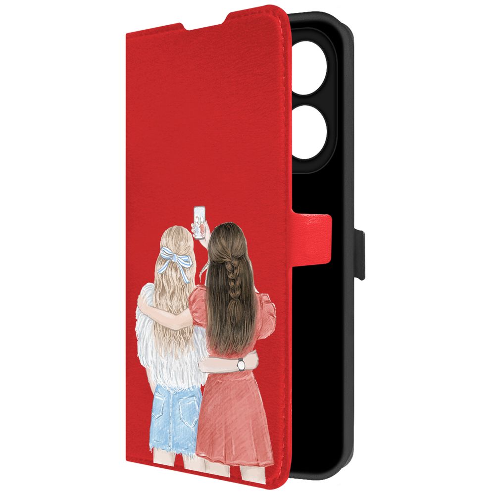 

Чехол-книжка Krutoff Eco Book для TECNO Spark 20 Pro Лучшие подруги (красный)