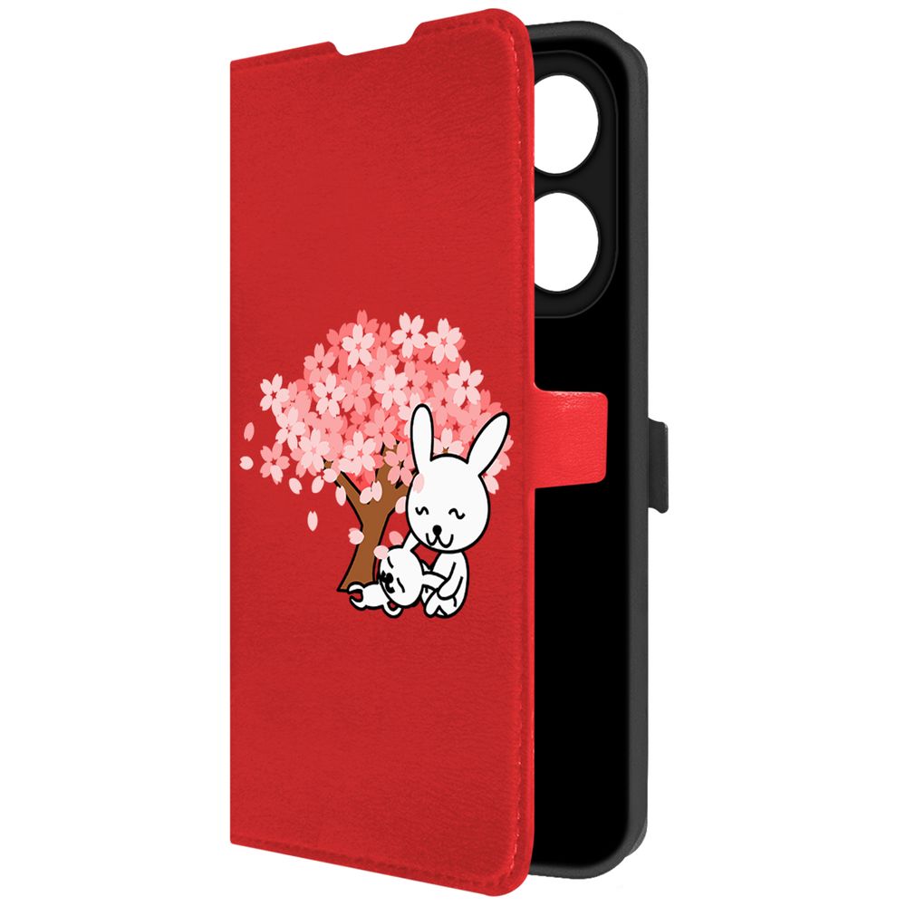 

Чехол-книжка Krutoff Eco Book для TECNO Spark 20 Pro Кролики (красный)