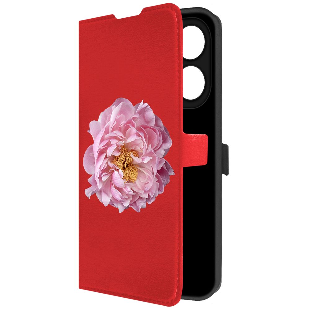 

Чехол-книжка Krutoff Eco Book для TECNO Spark 20 Pro Розовый пион (красный)