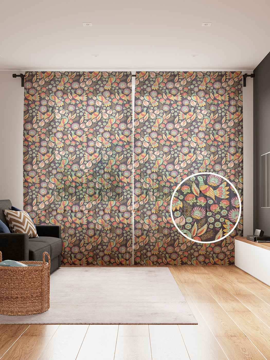 

Фототюль JoyArty "Хохломская роспись", 145x265см, 2 полотна, лента, 50 крючков, Хохломская роспись