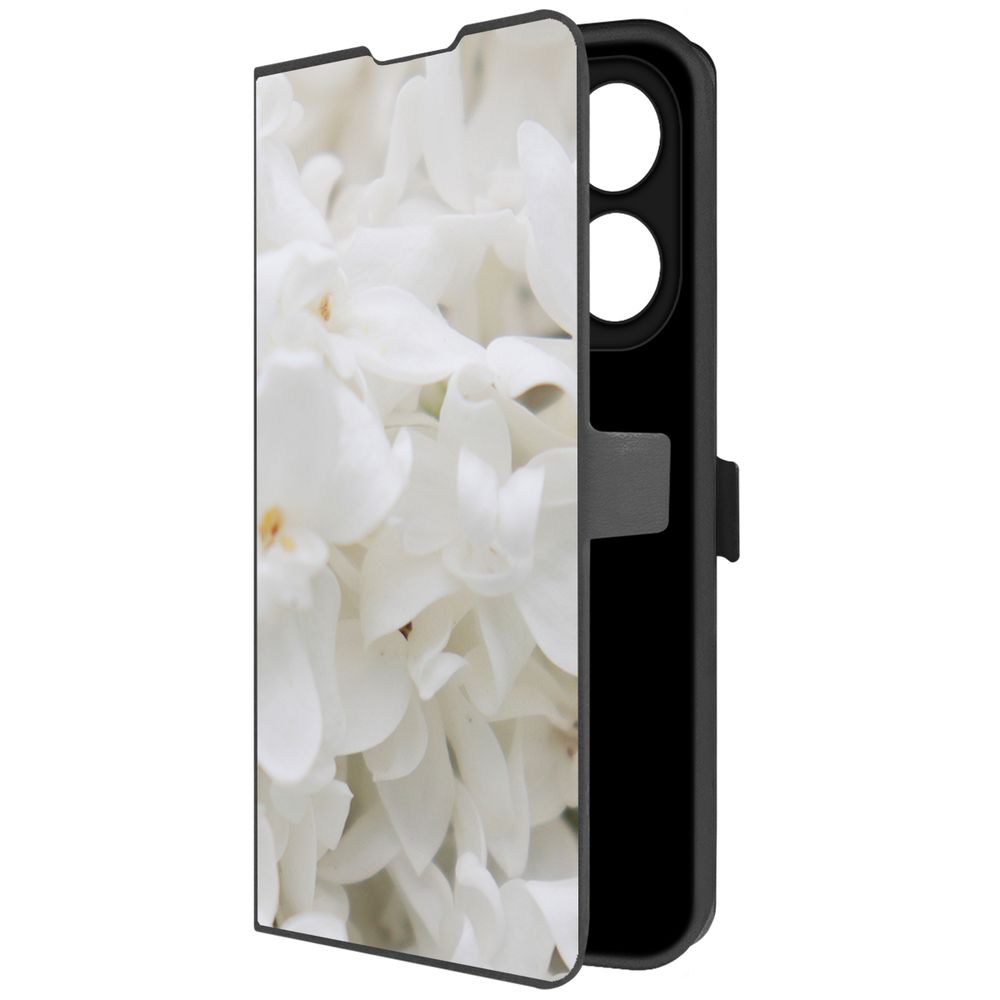 

Чехол-книжка Krutoff Eco Book для TECNO Spark 20 Pro Белые лилии (черный)
