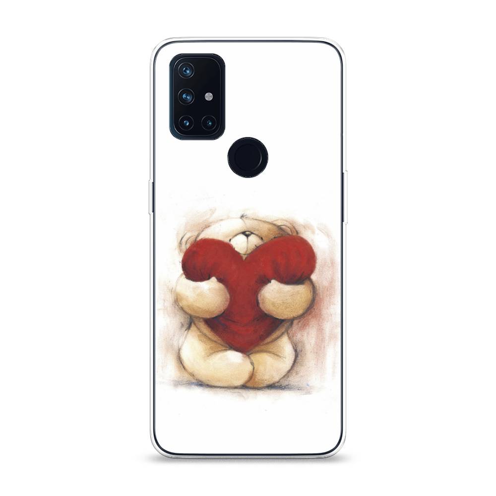 

Чехол Awog на OnePlus Nord N10 / ВанПлас Nord N10 "Мишка с сердцем 1", Белый;красный;бежевый, 152350-6