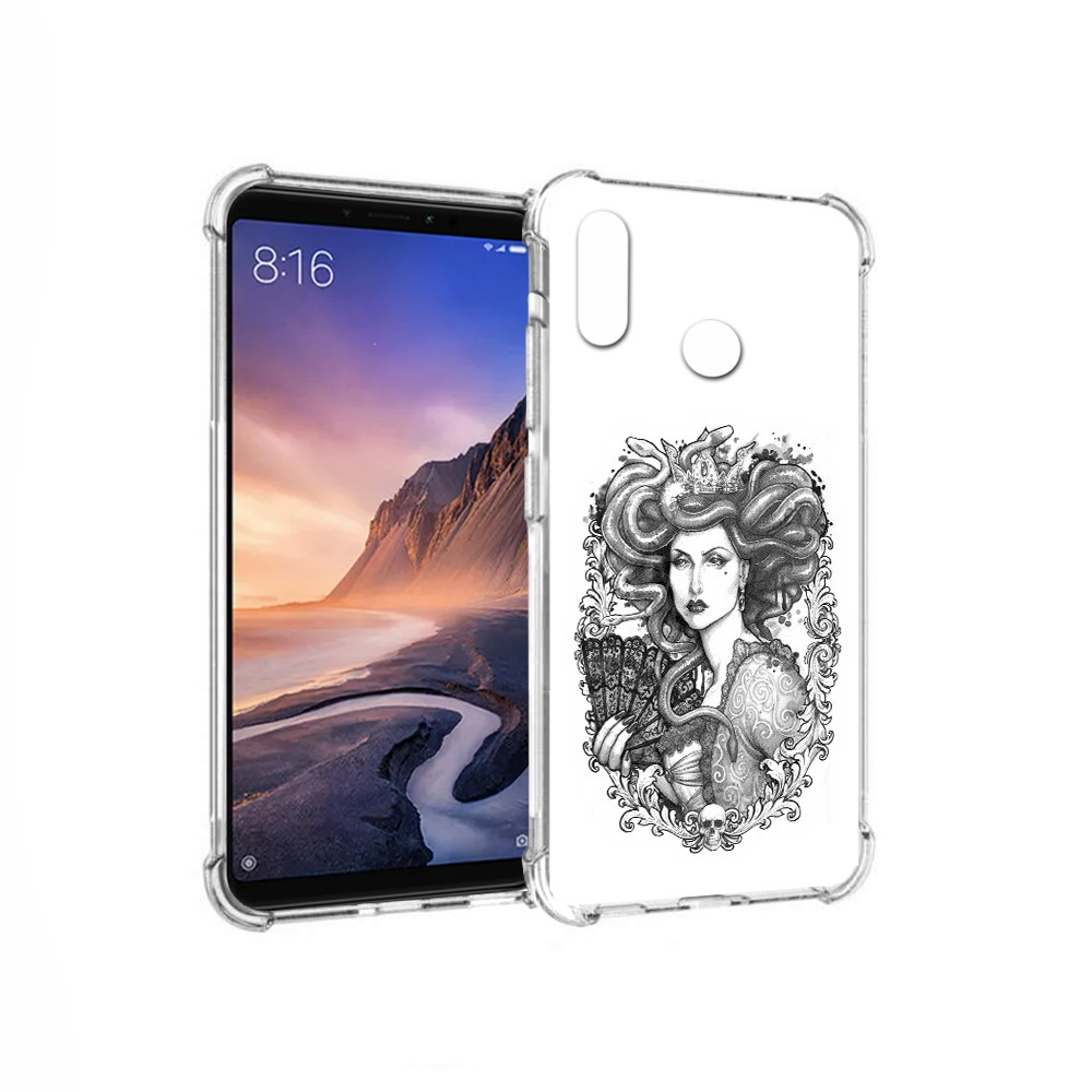 

Чехол MyPads Tocco для Xiaomi Mi Max 3 медуза черно белый (PT115366.313.472), Прозрачный, Tocco