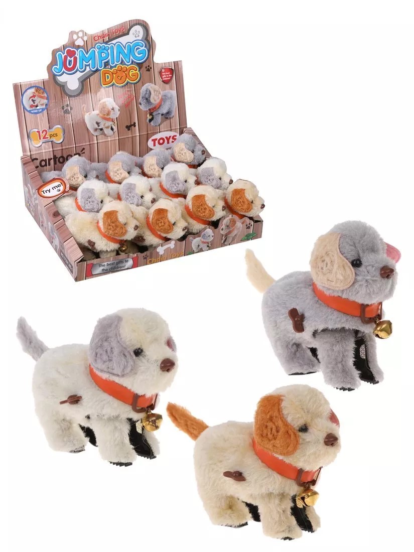 

Заводная игрушка Наша Игрушка Собачка в ассортименте, Бежевый;серый