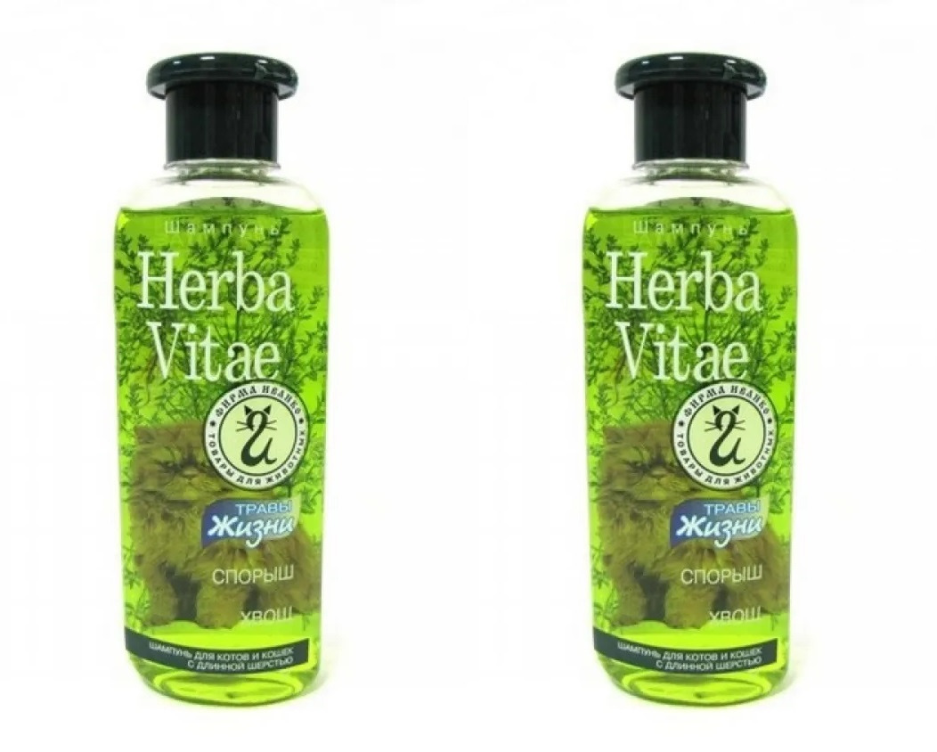 Шампунь для кошек Herba Vitae Спорыш и Хвощ для длинношерстных, 2 шт по 250 мл