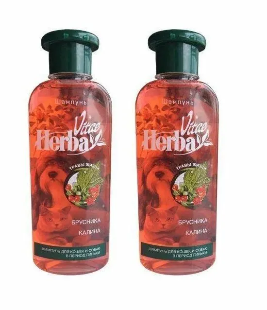 

Шампунь для собак и кошек Herba Vitae в период линьки Брусника и Калина, 2 шт по 250 мл