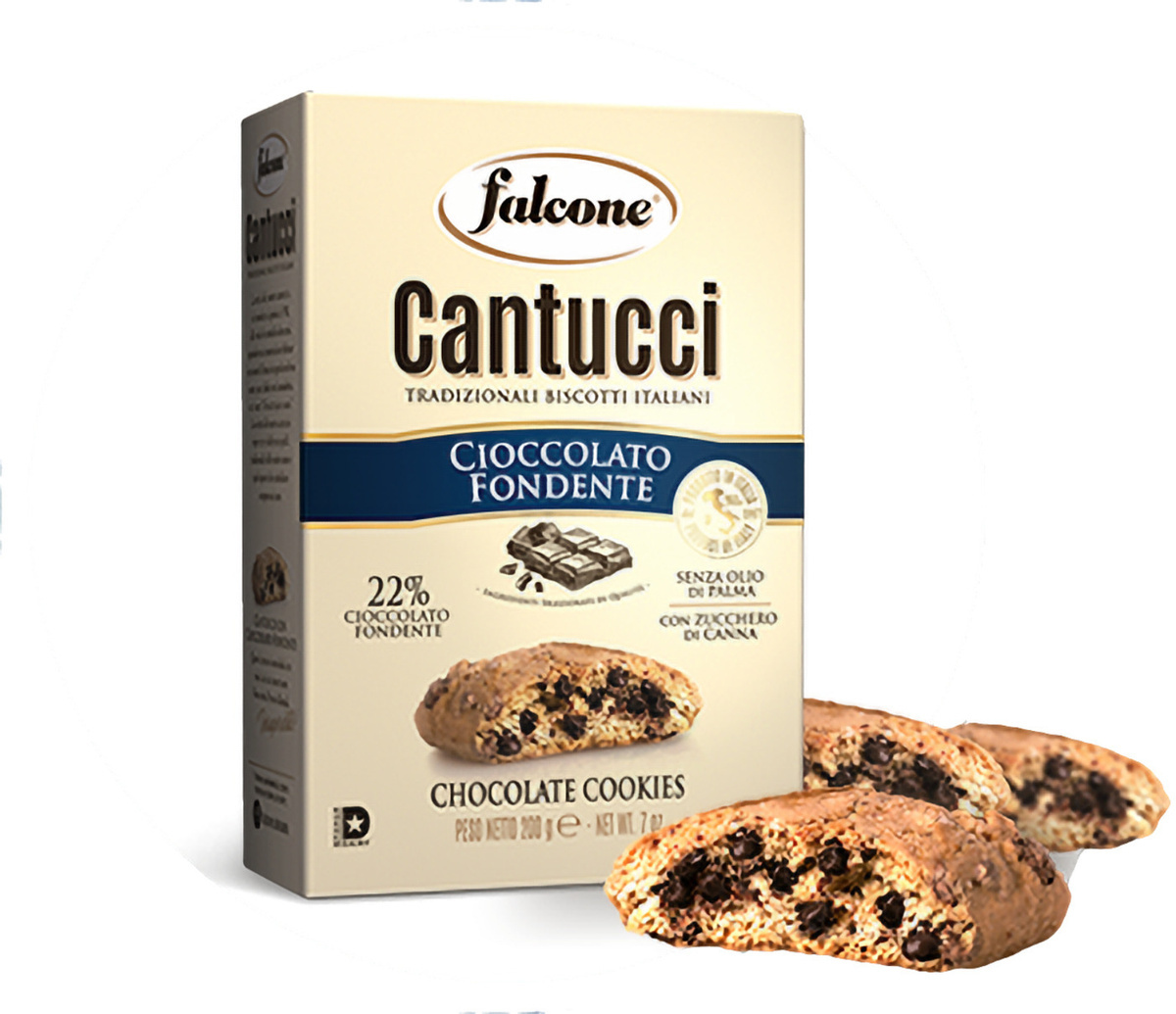 Печенье сахарное Falcone Кантуччи Cantucci с темным шоколадом, 200 г