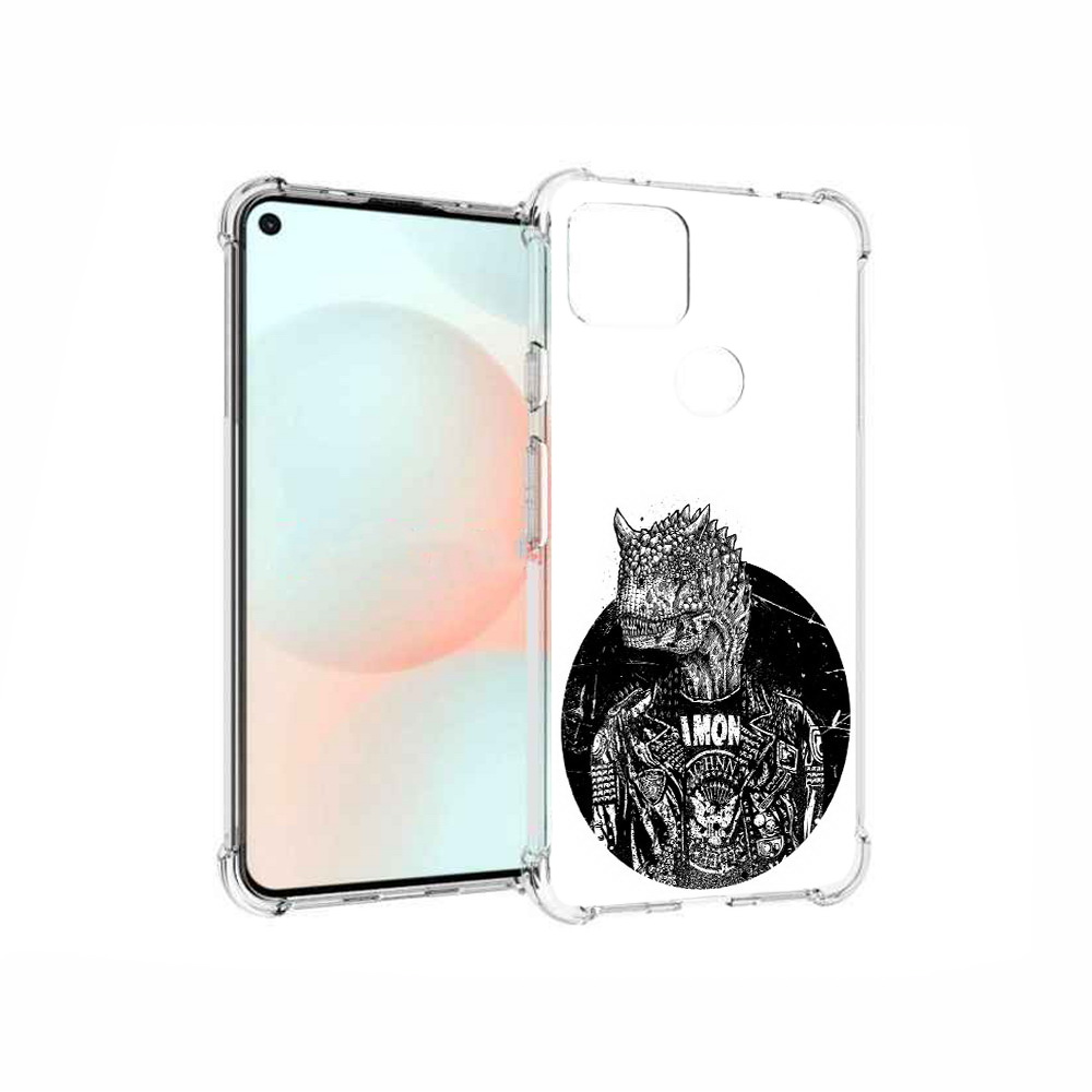 

Чехол MyPads Tocco для Google Pixel 5A динозавр в куртке, Прозрачный, Tocco