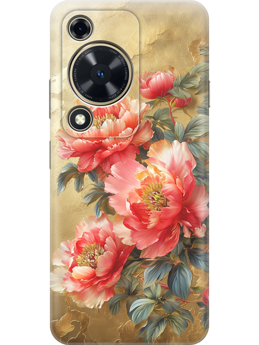 

Силиконовый чехол на Huawei nova Y72 с принтом "Винтажные пионы", Прозрачный;зеленый;золотистый;красный, 785977823