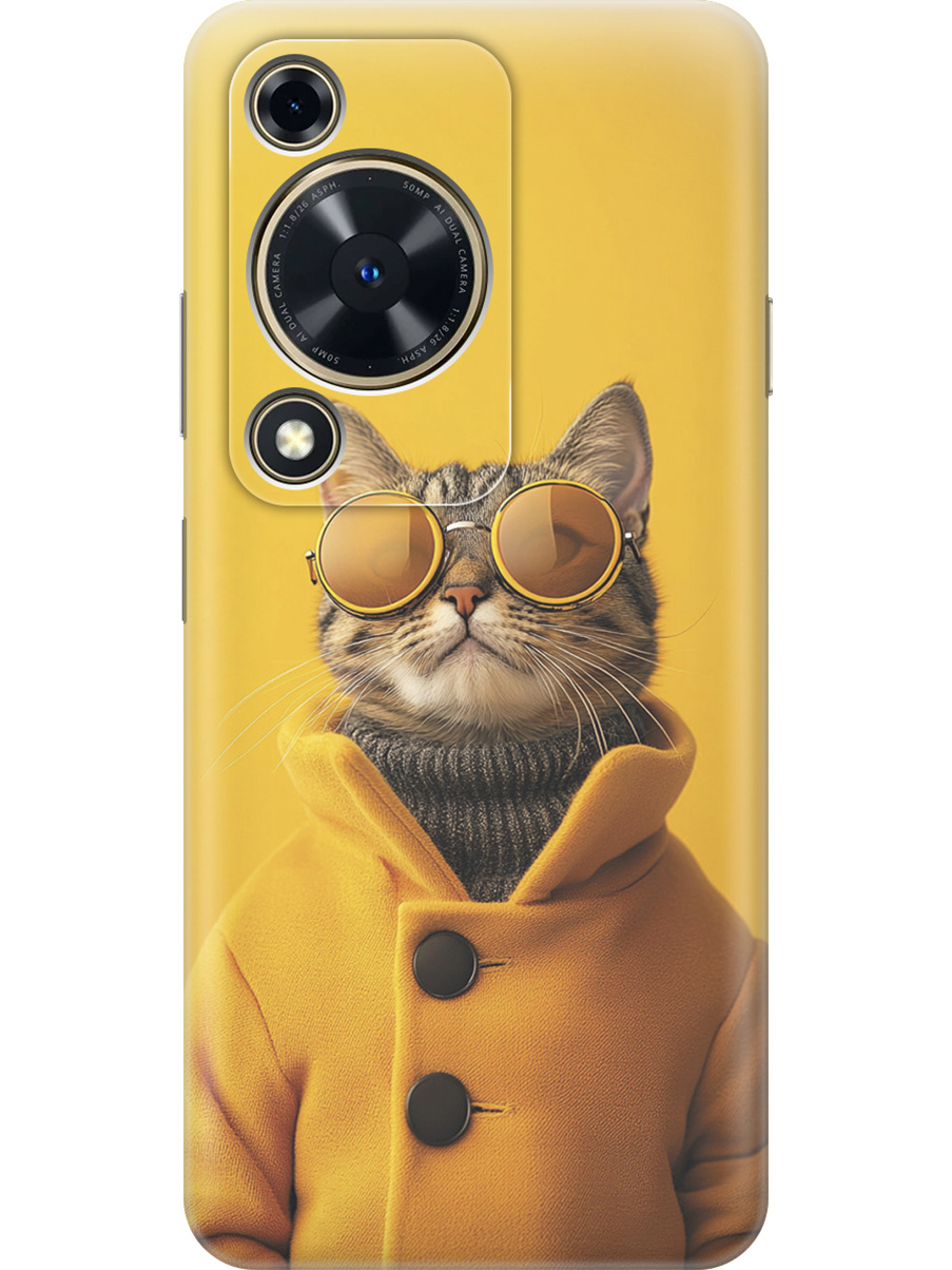 

Силиконовый чехол на Huawei nova Y72 с принтом "Котик в желтых очках", Прозрачный;желтый;черный, 785977812